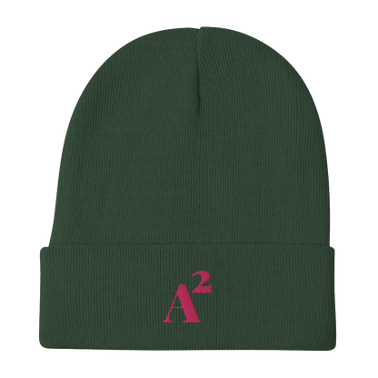 Ann Arbor 'A²' Winter Beanie (Fancy Serif Font) | Pink Embroidery - Circumspice Michigan