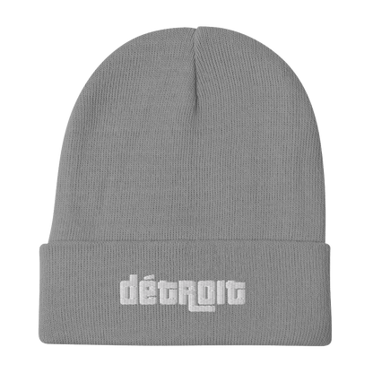 'Détroit' Winter Beanie (1970s Font) | White Embroidery - Circumspice Michigan