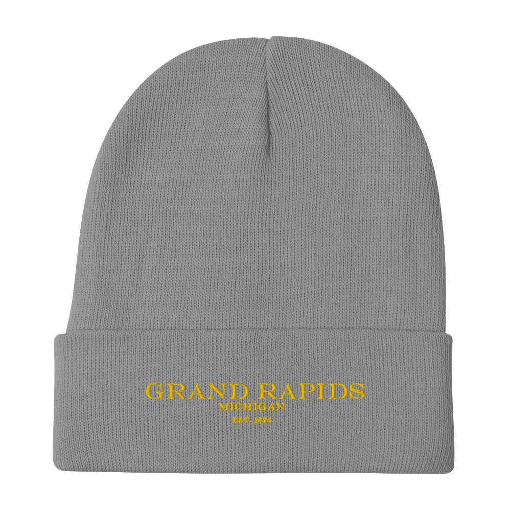 'Grand Rapids Michigan EST 1826' Winter Beanie | Gold Embroidery - Circumspice Michigan