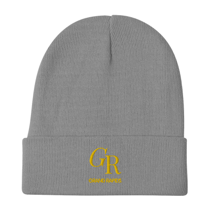 'GR Grand Rapids' Winter Beanie (Luxury Goods Parody) | Gold Embroidery - Circumspice Michigan