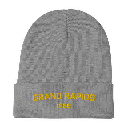 'Grand Rapids 1826' Winter Beanie | Gold Embroidery - Circumspice Michigan