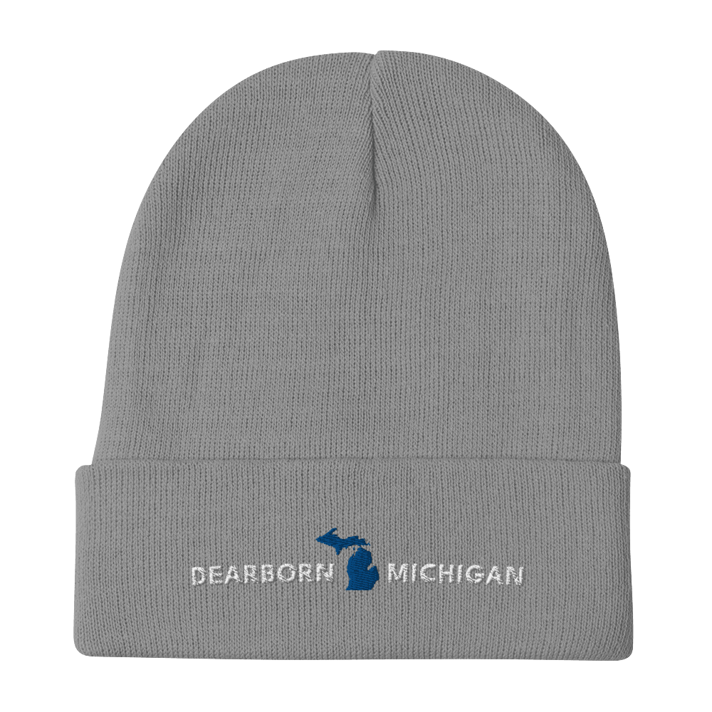 'Dearborn Michigan' Winter Beanie (w/Michigan Outline) - Circumspice Michigan