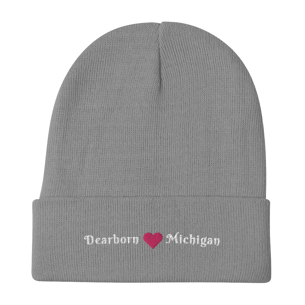 'Dearborn Michigan' Winter Beanie (w/Heart Outline) - Circumspice Michigan