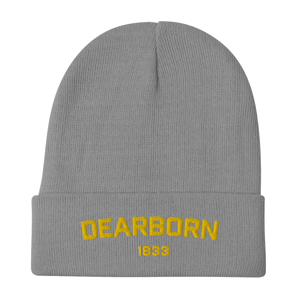 'Dearborn 1833' Winter Beanie | Gold Embroidery - Circumspice Michigan