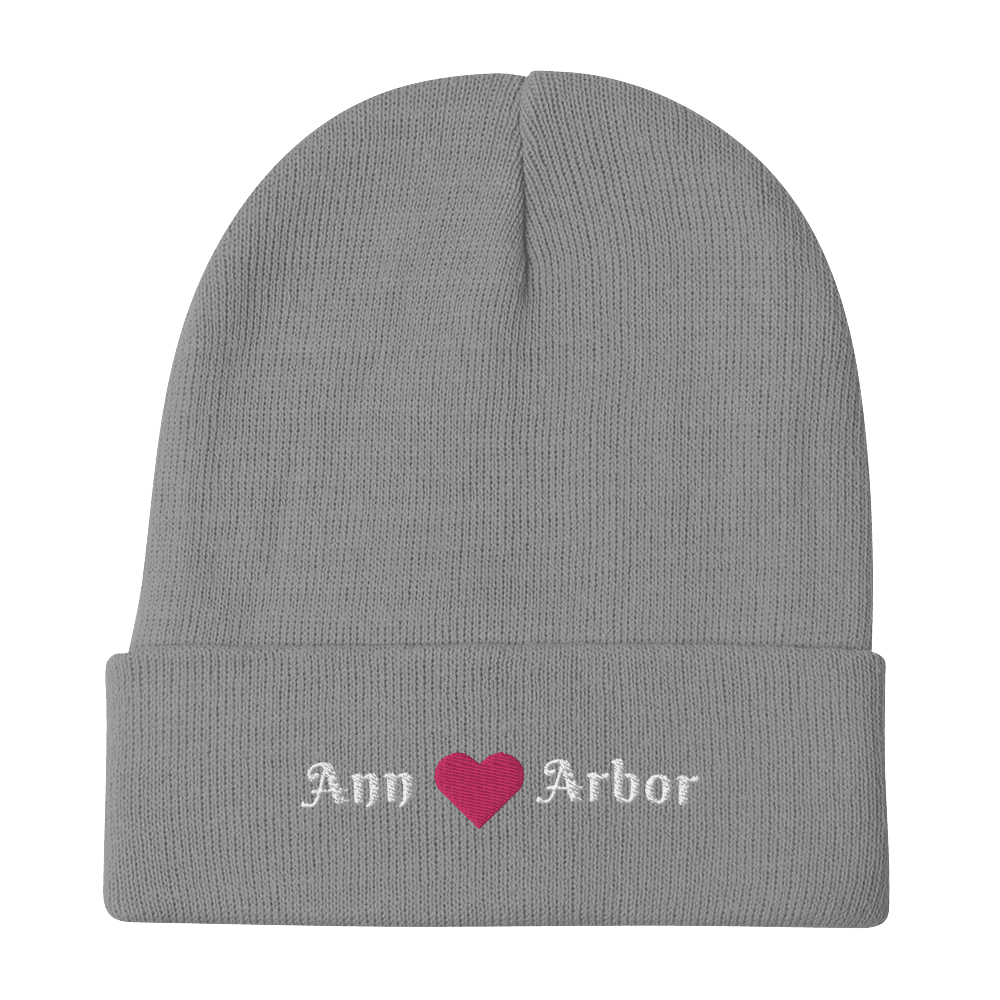 'Ann Arbor' Winter Beanie (w/ Heart Outline) - Circumspice Michigan