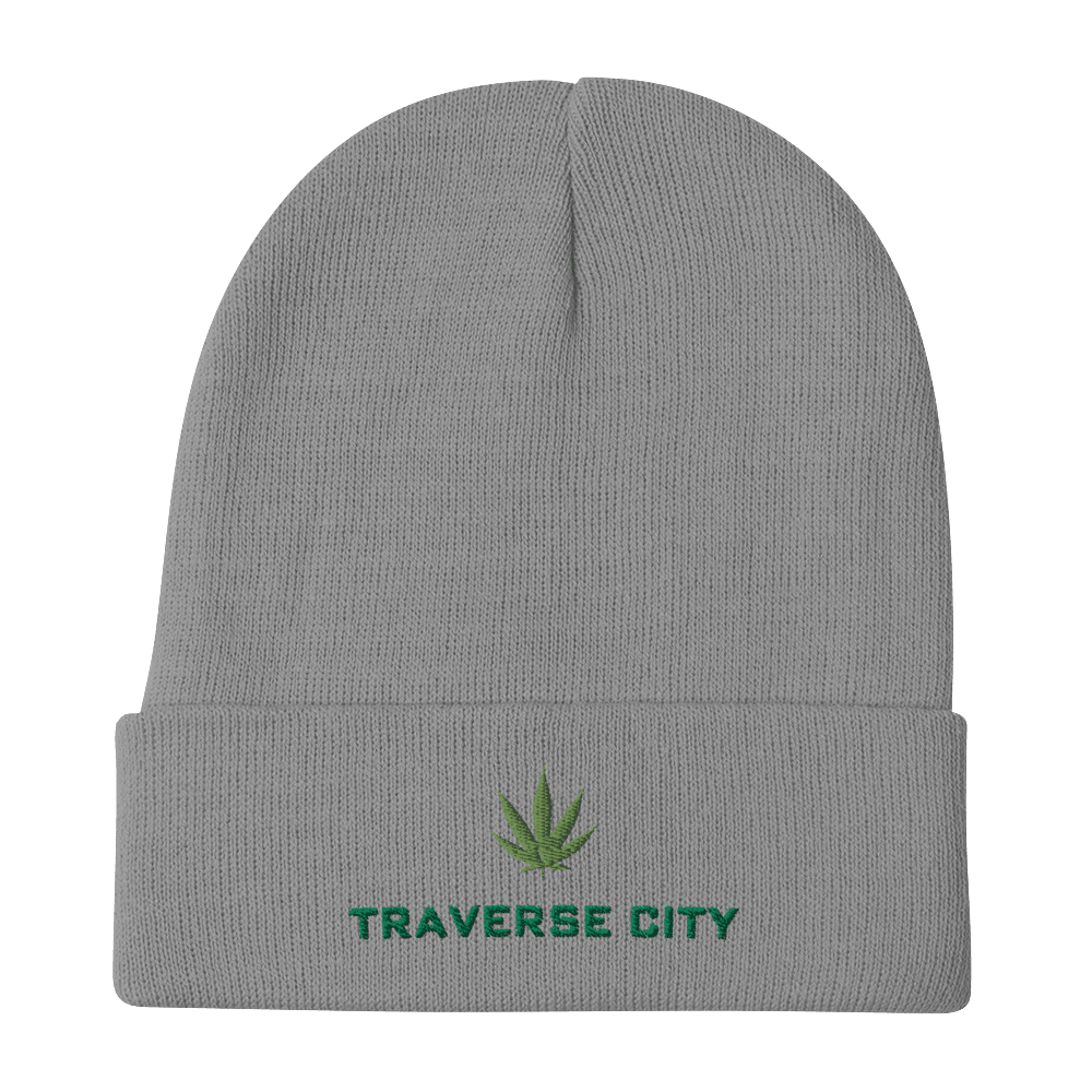 'Traverse City' Winter Beanie (w/Cannabis Leaf) - Circumspice Michigan