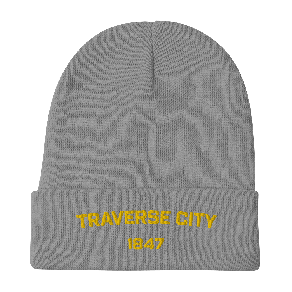 'Traverse City 1847' Winter Beanie | Gold Embroidery - Circumspice Michigan