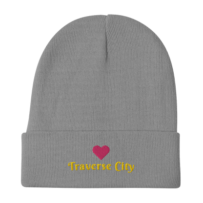 'Traverse City' Winter Beanie (w/ Heart Outline) - Circumspice Michigan