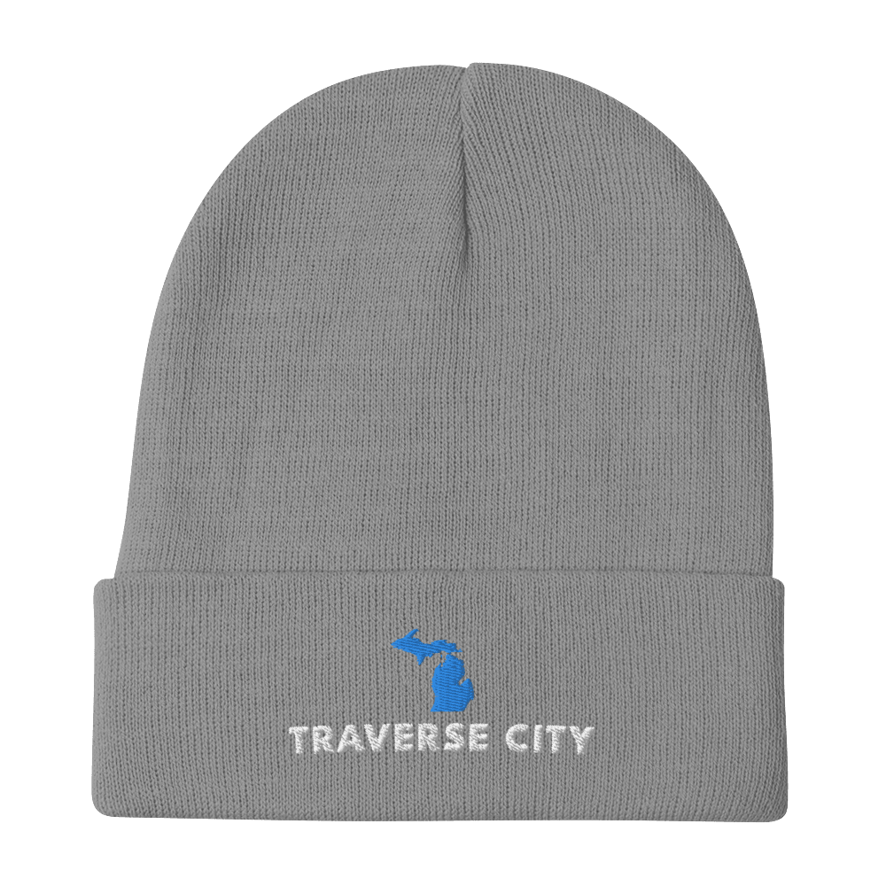 'Traverse City' Winter Beanie (w/ Michigan Outline) - Circumspice Michigan