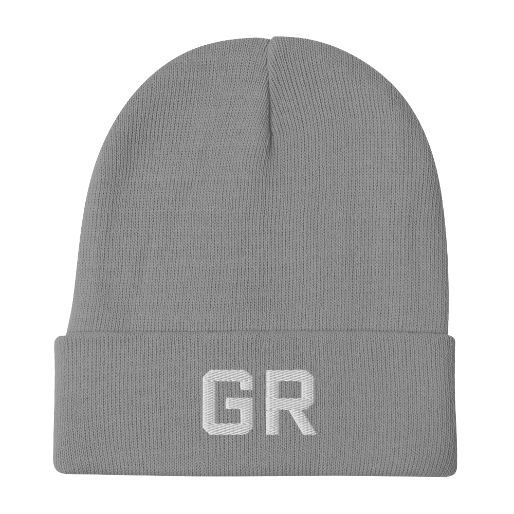 Grand Rapids 'GR' Winter Beanie (Athletic Font) | White Embroidery - Circumspice Michigan