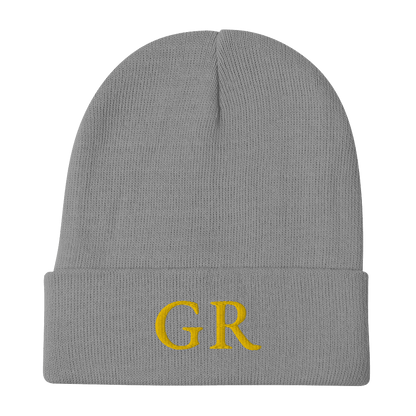 Grand Rapids 'GR' Winter Beanie (French Serif Font) | Gold Embroidery - Circumspice Michigan