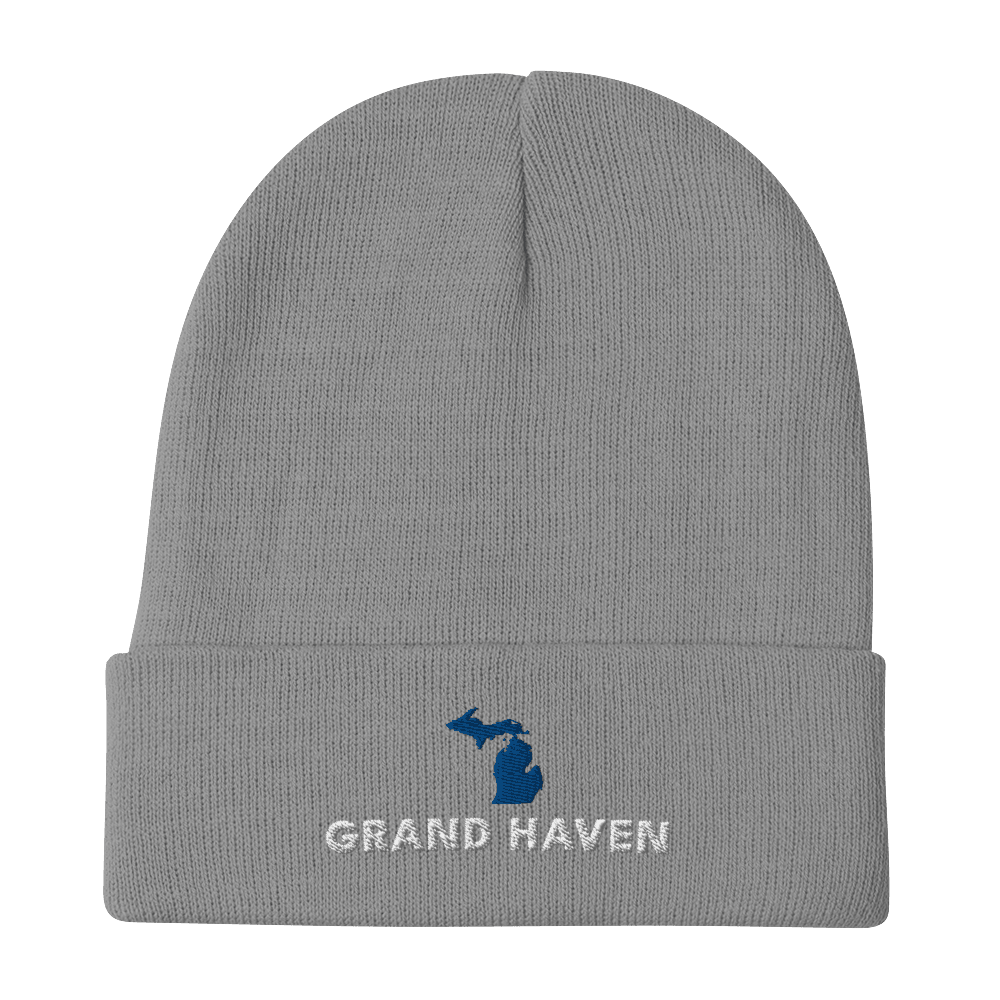 'Grand Haven' Winter Beanie (w/ Michigan Outline) - Circumspice Michigan