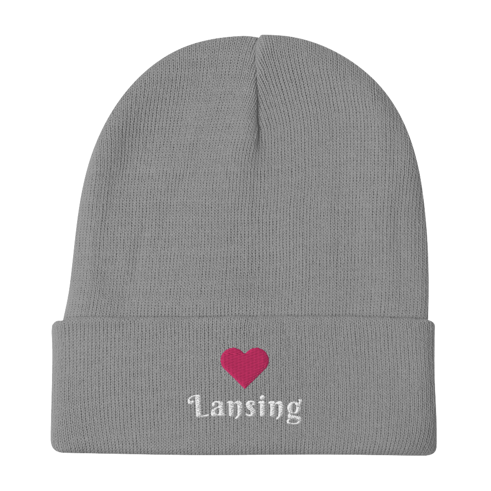 'Lansing' Winter Beanie (w/ Heart Outline) - Circumspice Michigan