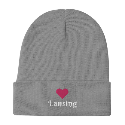 'Lansing' Winter Beanie (w/ Heart Outline) - Circumspice Michigan