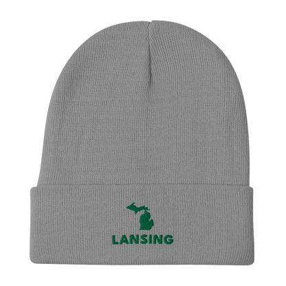 'Lansing' Winter Beanie (w/ Michigan Outline) - Circumspice Michigan