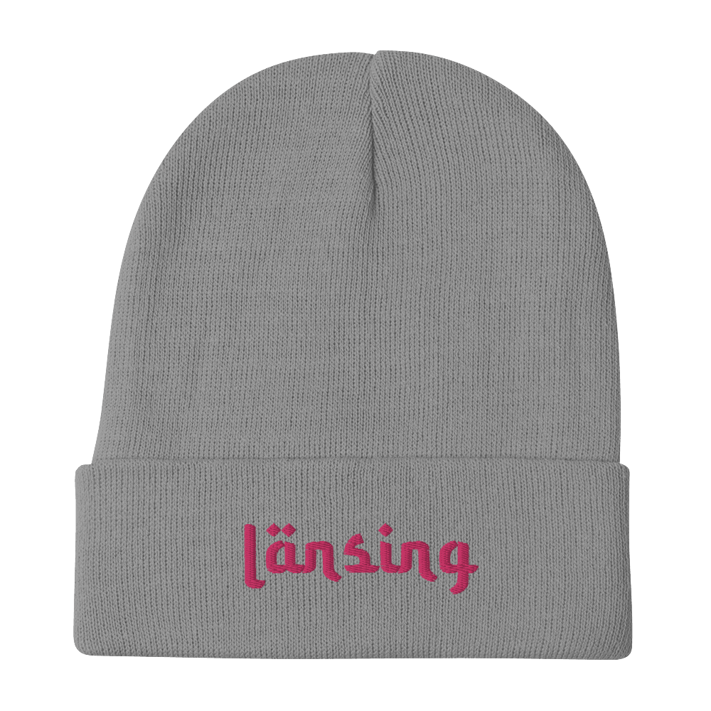 'Lansing' Winter Beanie (Arabic-Style Font) | Pink Embroidery - Circumspice Michigan