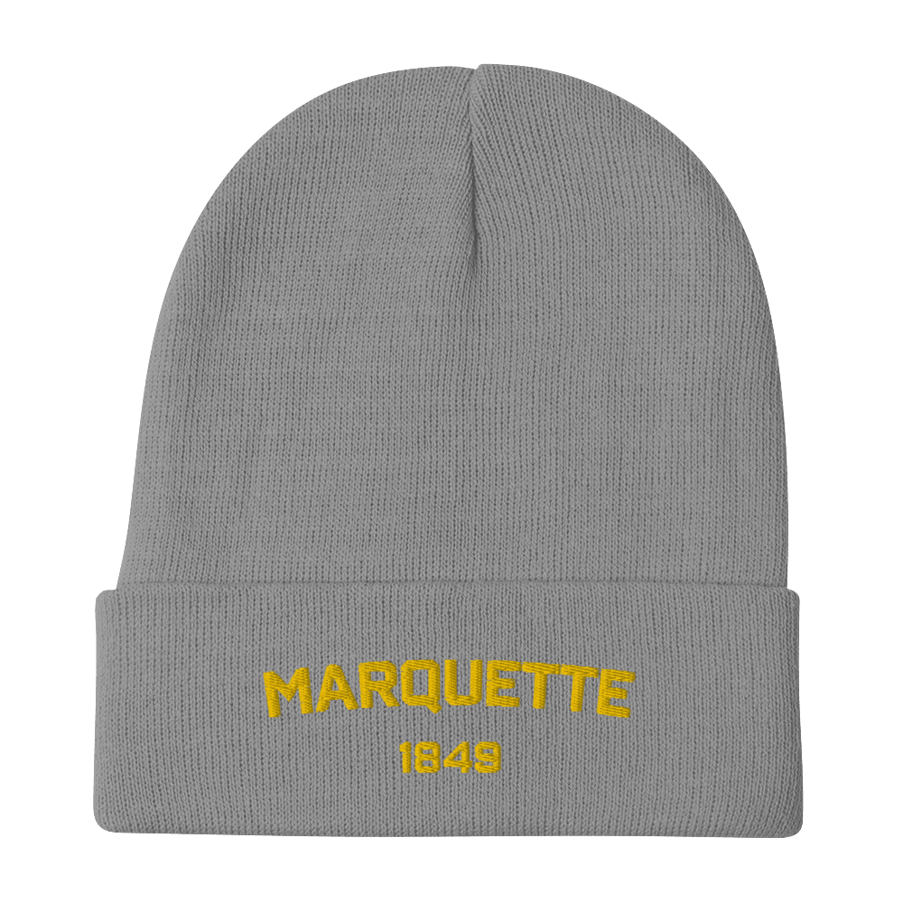 'Marquette EST 1849' Winter Beanie | Gold Embroidery - Circumspice Michigan