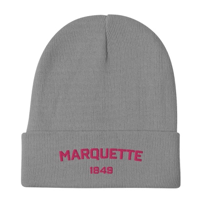 'Marquette EST 1849' Winter Beanie | Pink Embroidery - Circumspice Michigan