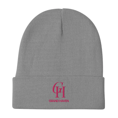 'GH Grand Haven' Winter Beanie (Luxury Goods Parody) | Pink Embroidery - Circumspice Michigan