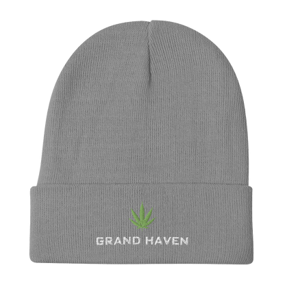 'Grand Haven' Winter Beanie (w/ Cannabis Leaf) - Circumspice Michigan