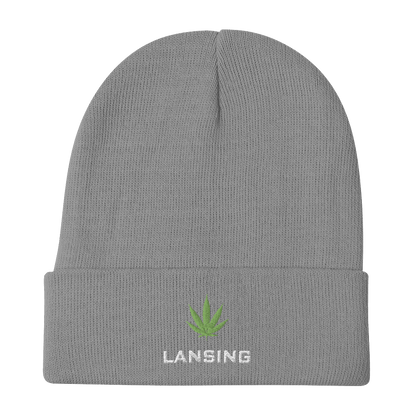 'Lansing' Winter Beanie (w/ Cannabis Leaf) - Circumspice Michigan