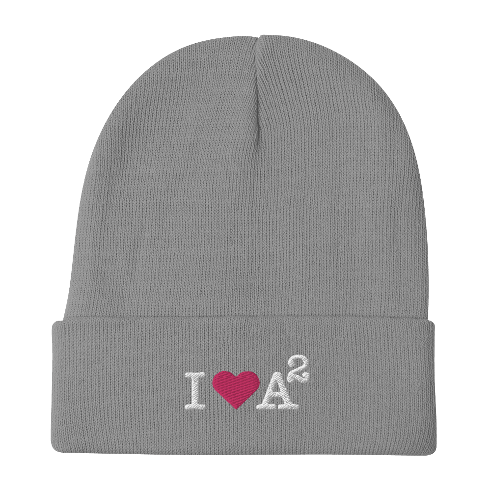 Ann Arbor 'I ❤️ A²' Winter Beanie | White/Black Embroidery - Circumspice Michigan