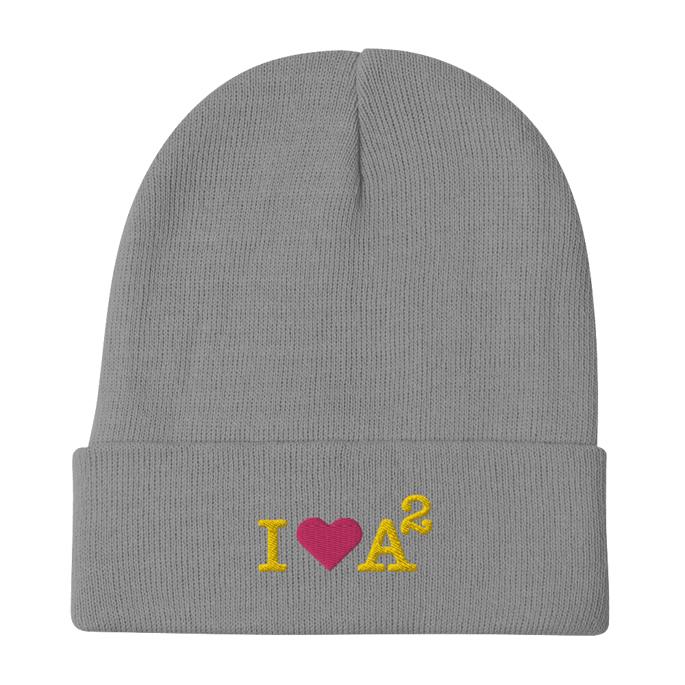 Ann Arbor 'I ❤️ A²' Winter Beanie | Gold Embroidery - Circumspice Michigan