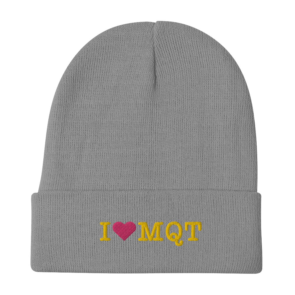 Marquette 'I ❤️ MQT' Winter Beanie | Gold Embroidery - Circumspice Michigan