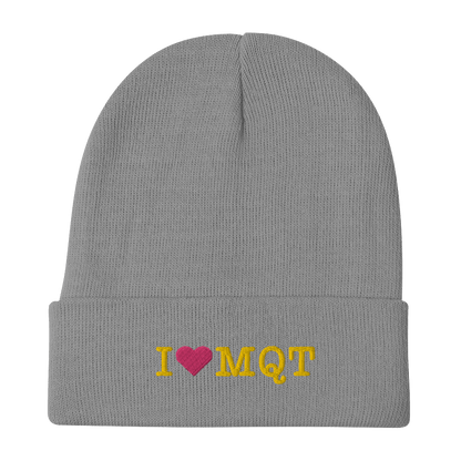 Marquette 'I ❤️ MQT' Winter Beanie | Gold Embroidery - Circumspice Michigan