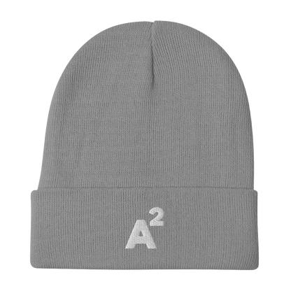 Ann Arbor 'A²' Winter Beanie (Geometric Sans Font) | White Embroidery - Circumspice Michigan