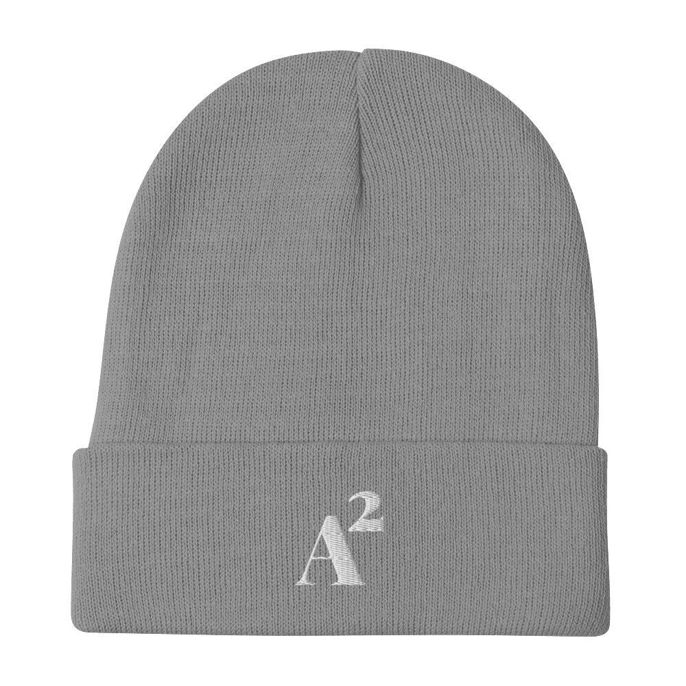 Ann Arbor 'A²' Winter Beanie (Fancy Serif Font) | White Embroidery - Circumspice Michigan