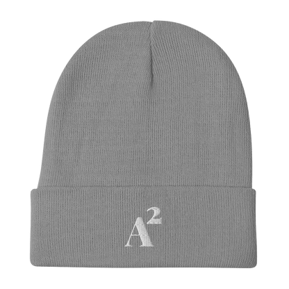 Ann Arbor 'A²' Winter Beanie (Fancy Serif Font) | White Embroidery - Circumspice Michigan