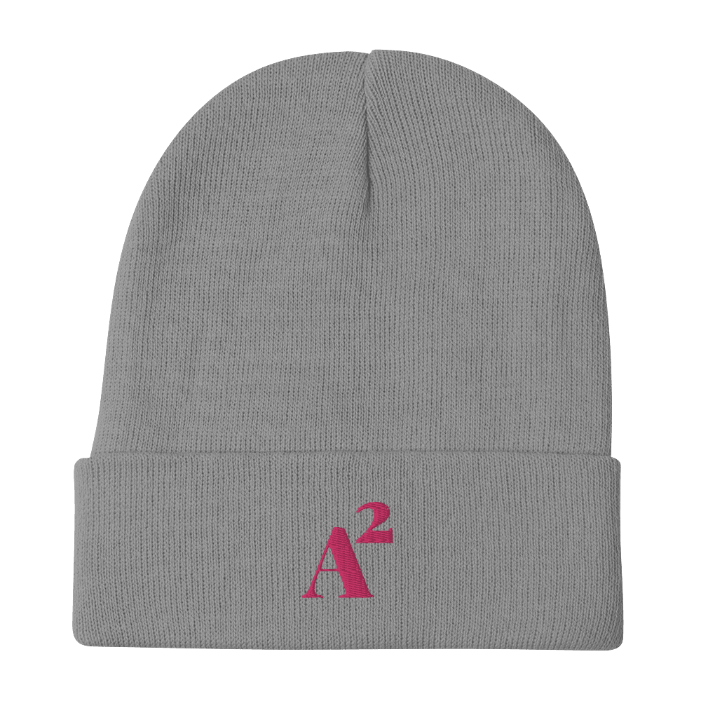 Ann Arbor 'A²' Winter Beanie (Fancy Serif Font) | Pink Embroidery - Circumspice Michigan