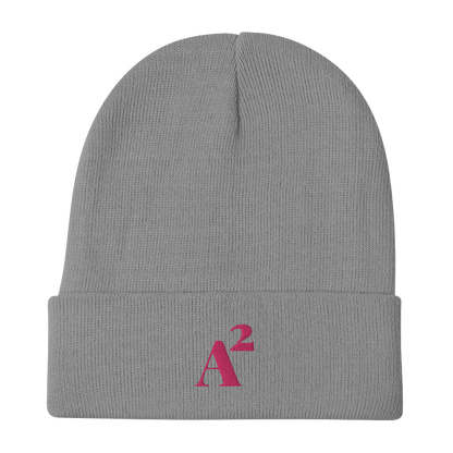 Ann Arbor 'A²' Winter Beanie (Fancy Serif Font) | Pink Embroidery - Circumspice Michigan