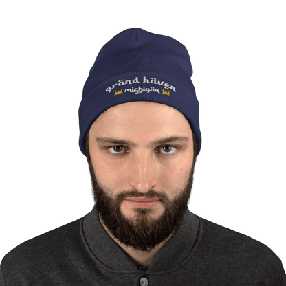 'Grand Haven Michigan' Winter Beanie (Arabic Font w/Mosque Outlines) - Circumspice Michigan