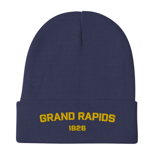 'Grand Rapids 1826' Winter Beanie | Gold Embroidery - Circumspice Michigan