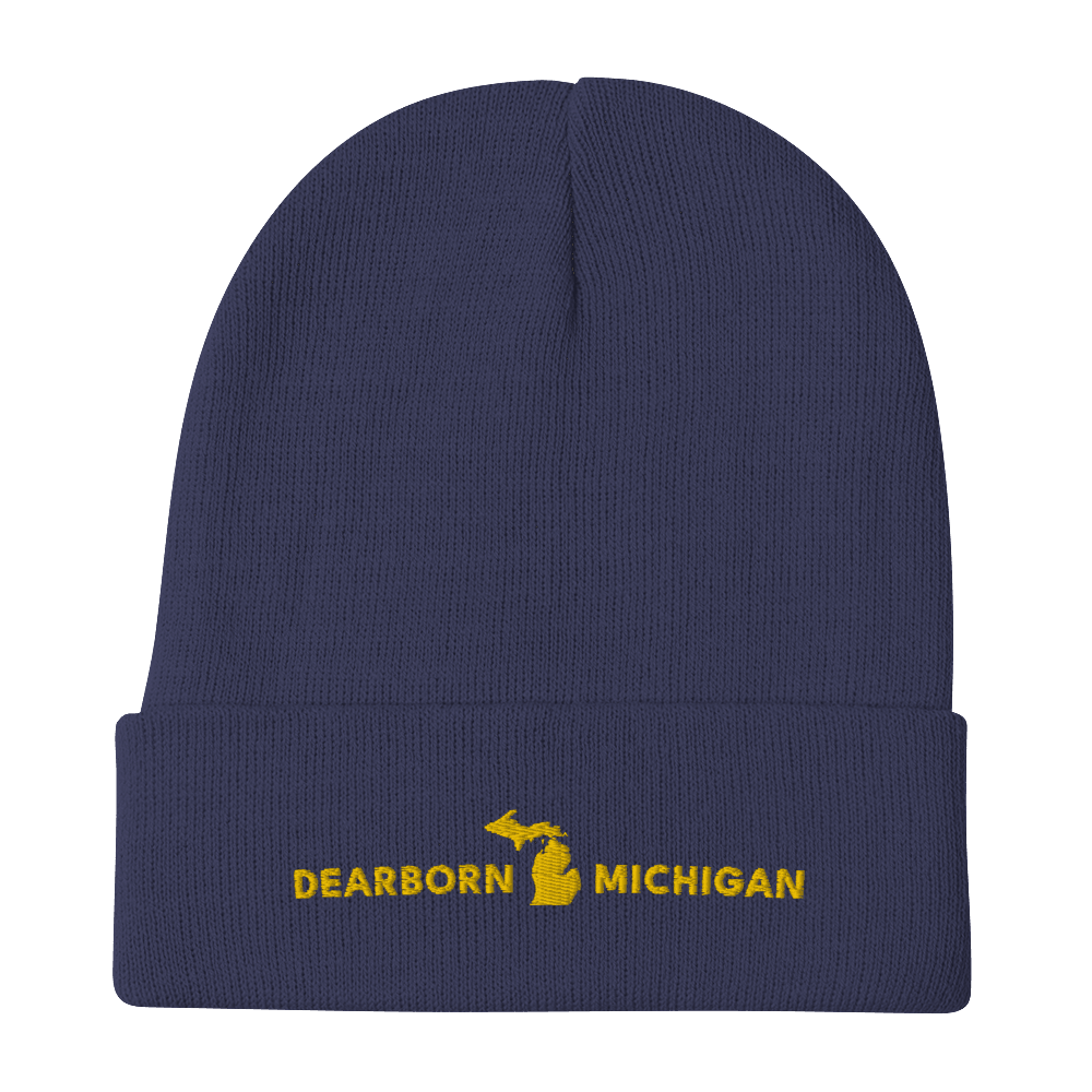 'Dearborn Michigan' Winter Beanie (w/Michigan Outline) - Circumspice Michigan