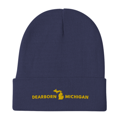 'Dearborn Michigan' Winter Beanie (w/Michigan Outline) - Circumspice Michigan