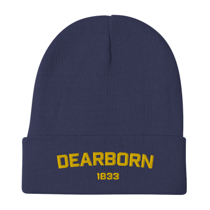 'Dearborn 1833' Winter Beanie | Gold Embroidery - Circumspice Michigan