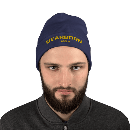 'Dearborn 1833' Winter Beanie | Gold Embroidery - Circumspice Michigan