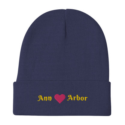 'Ann Arbor' Winter Beanie (w/ Heart Outline) - Circumspice Michigan