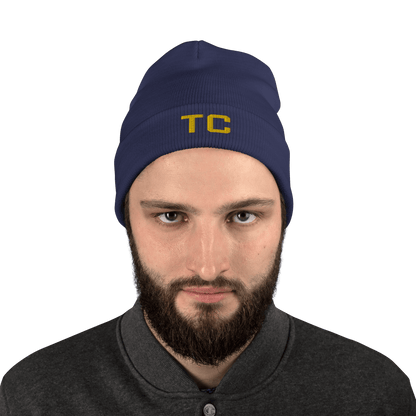 Traverse City 'TC' Winter Beanie (Athletic Font) | Gold Embroidery - Circumspice Michigan