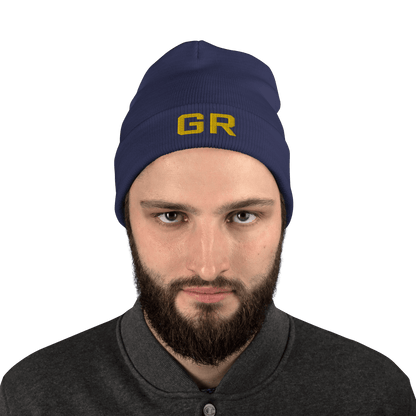 Grand Rapids 'GR' Winter Beanie (Athletic Font) | Gold Embroidery - Circumspice Michigan