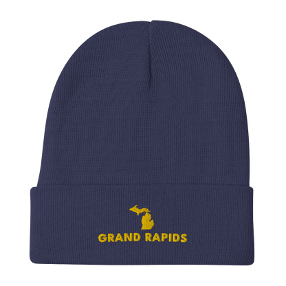 'Grand Rapids' Winter Beanie (w/ Michigan Outline) - Circumspice Michigan