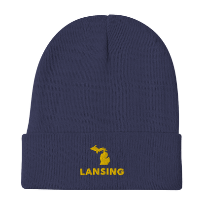 'Lansing' Winter Beanie (w/ Michigan Outline) - Circumspice Michigan