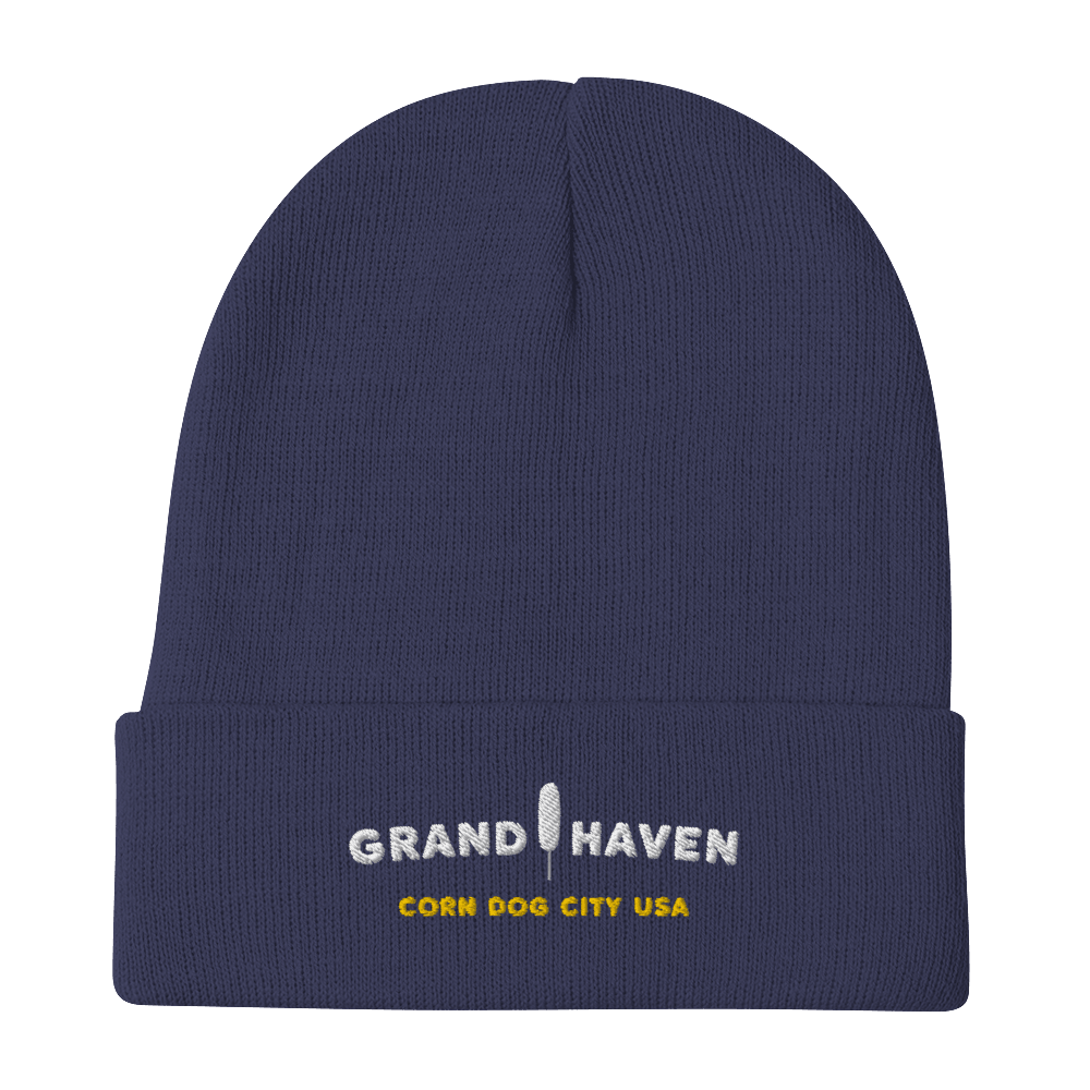 'Grand Haven Corn Dog City USA' Winter Beanie (w/ Corn Dog Outline) - Circumspice Michigan