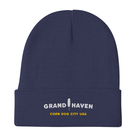 'Grand Haven Corn Dog City USA' Winter Beanie (w/ Corn Dog Outline) - Circumspice Michigan