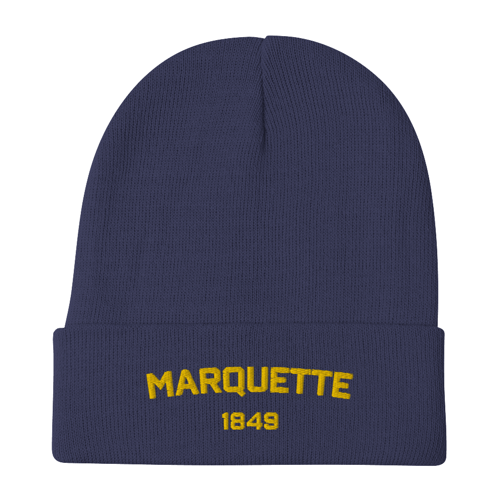 'Marquette EST 1849' Winter Beanie | Gold Embroidery - Circumspice Michigan