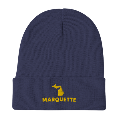 'Marquette' Winter Beanie (w/ Michigan Outline) - Circumspice Michigan