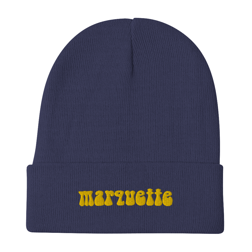 'Marquette' Winter Beanie (1960s Font) | Gold Embroidery - Circumspice Michigan